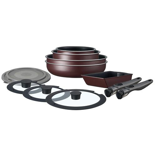 TERACOAT 12点セット EHDC-T12S ワインレッド 12点セット アイリスオーヤマ 調理 フライパン 鍋 新生活 1人暮らし 自炊 料理 セット 取り外し