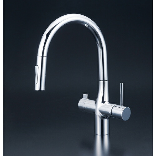 ビルトイン浄水器用シングルシャワー付混合栓(eレバー)(撥水) KM6081SCECHS KVK 水栓 水道用品 浴室用品 住宅設備 シングルシャワー 混合栓