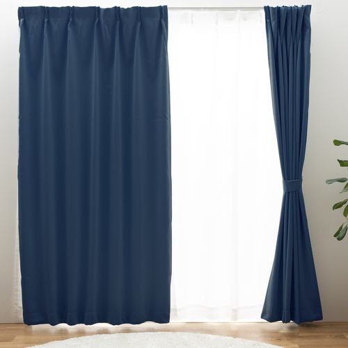 ドレープ+レースカーテンセット ブリンク 2枚入 ネイビー ドレ―プ…幅150×丈135cm/レース…幅150×丈133cm ユニベール 4枚組カーテン 4,646円