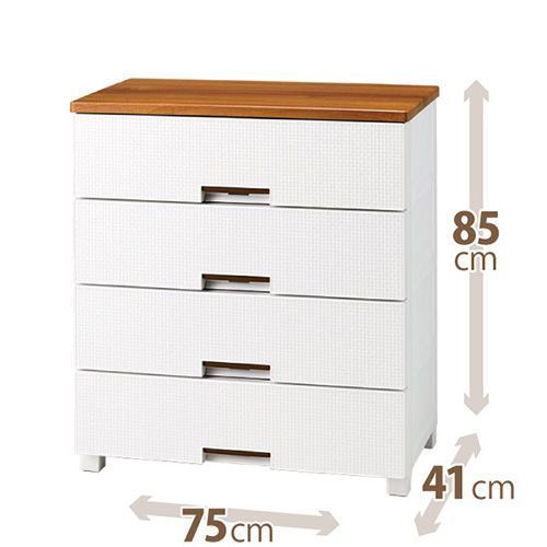 フィッツプラス メッシュ チェスト FM7504 ホワイト 幅75cm 4段（高さ85cm） Fits 収納ケース タンス 衣装ケース 収納ボックス 引き出し プラスチック ケース 一人暮らし 収納 おしゃれ