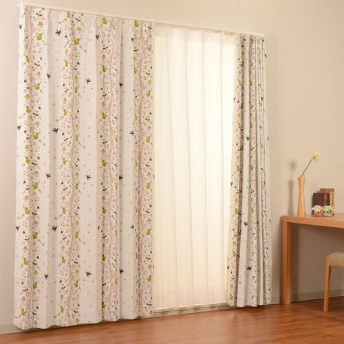 カーテン ボスカート 2枚入 ピンク 100×200cm ユニベール
