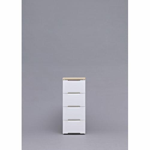 【美品・アイリスオーヤマ】木目天板HG-7244 4段チェスト ホワイト/木目 IRIS OHYAMA（アイリスオーヤマ） チェスト おしゃれ 白 4段 収納