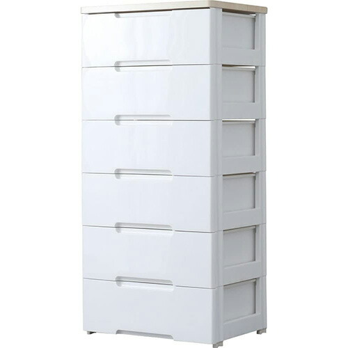 美品・アイリスオーヤマ】木目天板HG-7244 4段チェスト ホワイト