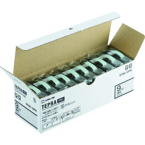 「テプラ」PROテープ エコパック(10個入)/透明/黒文字 ST9K10PN テープ幅:9mm キングジム 11,195円
