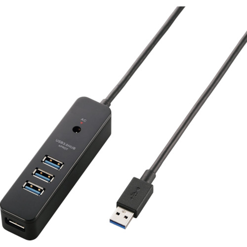 USB3.0ハブ 4ポート強力マグネット付 コードキーパー付 ブラック U3H-T410SBK エレコム