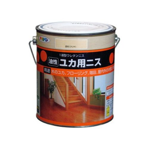 油性ユカ用ニス 1.8L ツヤあり透明 アサヒペン