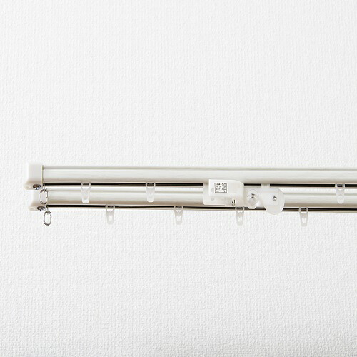 【法人限定】角型伸縮カーテンレール クロスライド ホワイトウッド ２Mダブル ホワイトウッド ２Mダブル フルネス