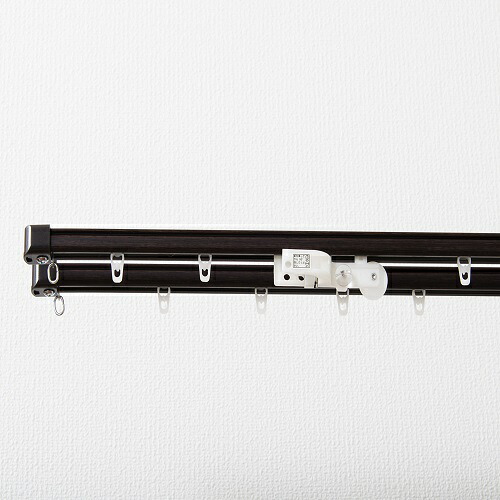 【法人限定】角型伸縮カーテンレール クロスライド ダークウッド ２Mダブル ダークウッド ２Mダブル フルネス