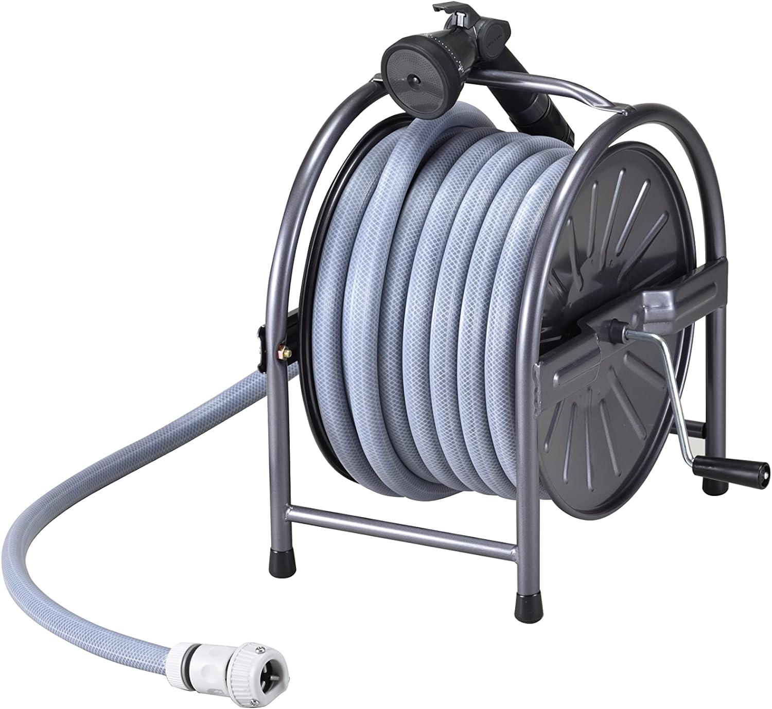 スチールホースリールセット HR-S20D(GY) グレー 20m グリーンライフ