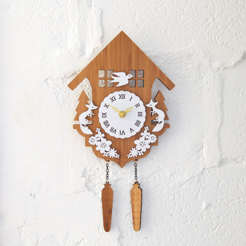 楽天市場 Decoylab デコイラボ Cuckoo B 時計 壁掛け 鳩時計 カッコー かわいい 竹でできたナチュラルな素材で カチカチ音がしない静音設計です 可愛らしい動物のシルエットや自然をイメージできるようなデザインです ダイワショップ