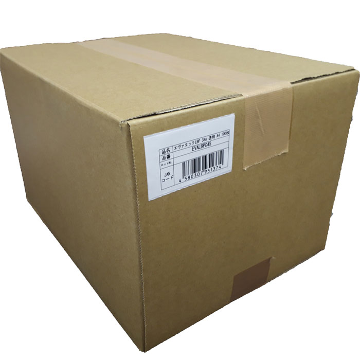 エヴァタックLBP　38&micro;透明　A4 100枚入（EVALBPC4S）　レーザープリンタ用強粘再剥離シート　表面PET素材　特殊EVA粘着　耐水タック 12,705円