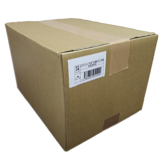 エヴァタックLBP　半透明　A4 100枚入（EVALBPCC4）　レーザープリンタ用強粘再剥離シート　表面PET素材　特殊EVA粘着　耐水タック