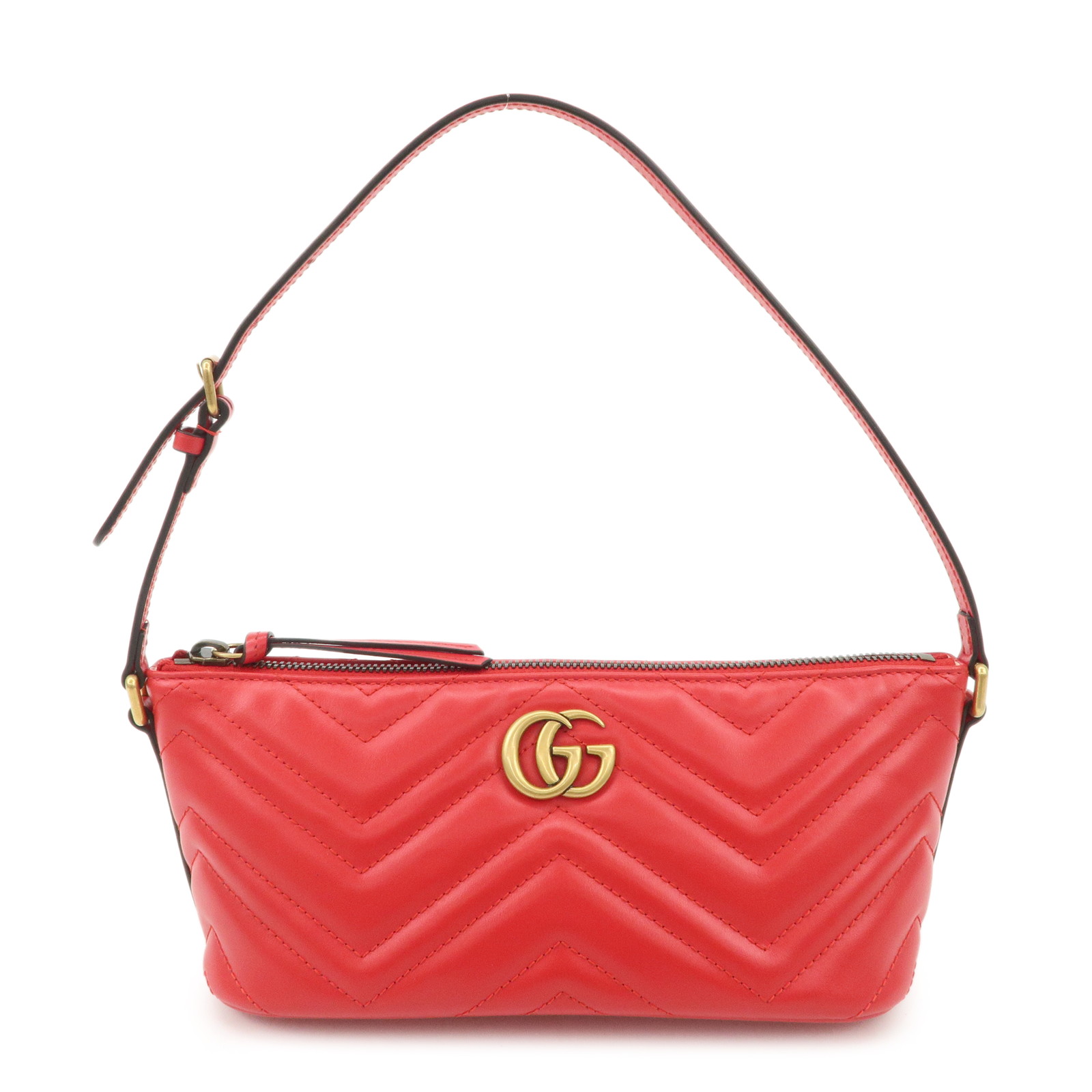 GUCCI グッチ GGマーモント レザー ショルダーバッグ レッド 739166 ブランド バッグ 鞄【中古】【超美品】【送料無料】【返品可】