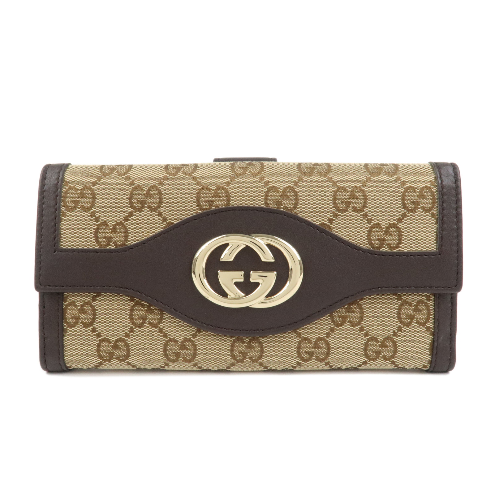 GUCCI グッチ インターロッキングG GGキャンバス レザー Wフラップウォレット 長財布 282426【中古】【美品】【送料無料】【返品可】