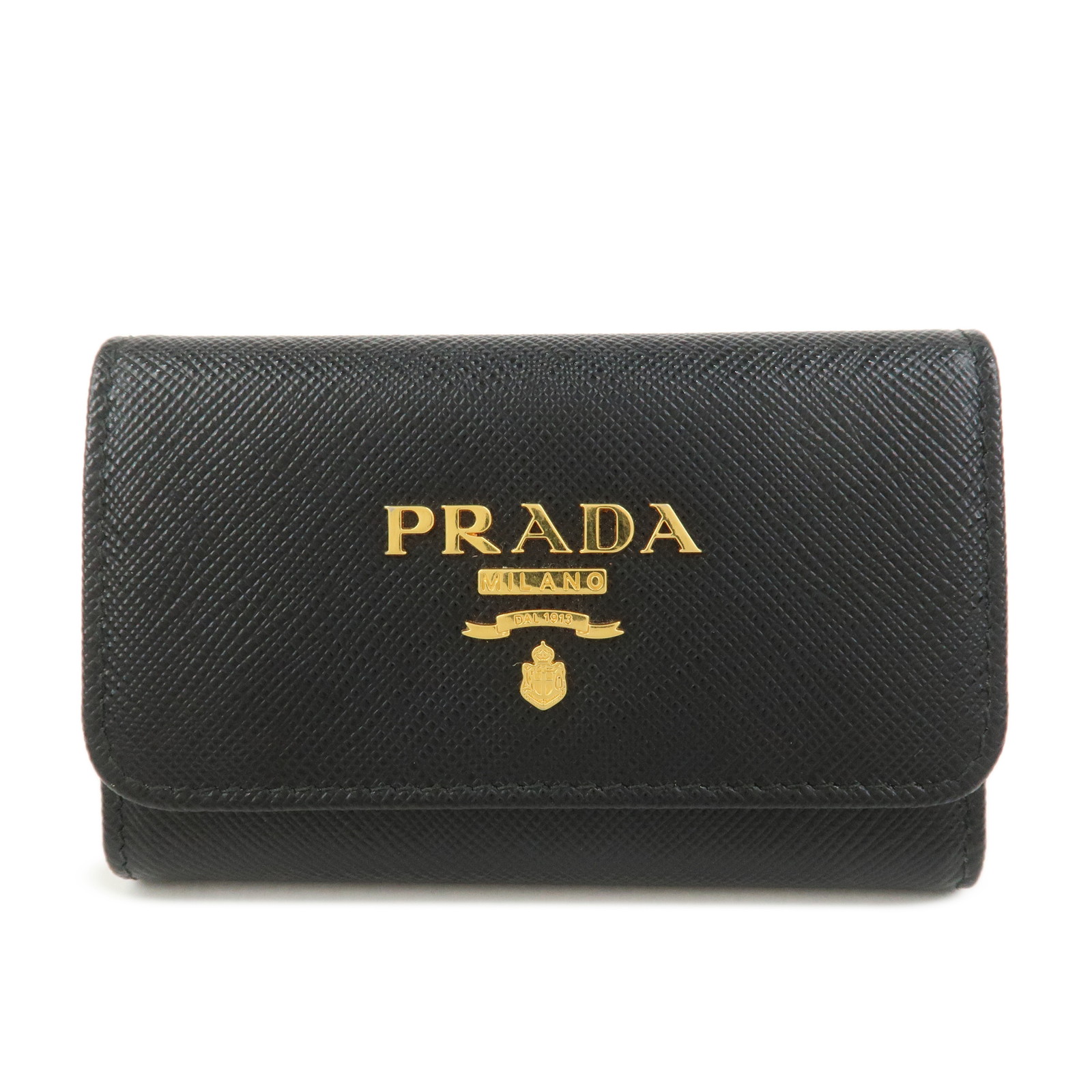 PRADA プラダ サフィアーノレザー キーケース キーチェーン ブラック【中古】【未使用品】【送料無料】【返品可】