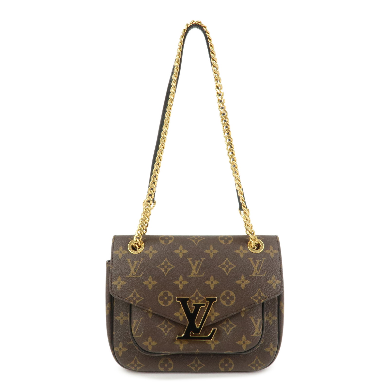 Louis Vuitton ルイヴィトン モノグラム パッシー チェーン店ショルダーバッグ 帆布 なめし革 赤銅色 M45592【中古】【美品】【貨物輸送無料】【返品可】