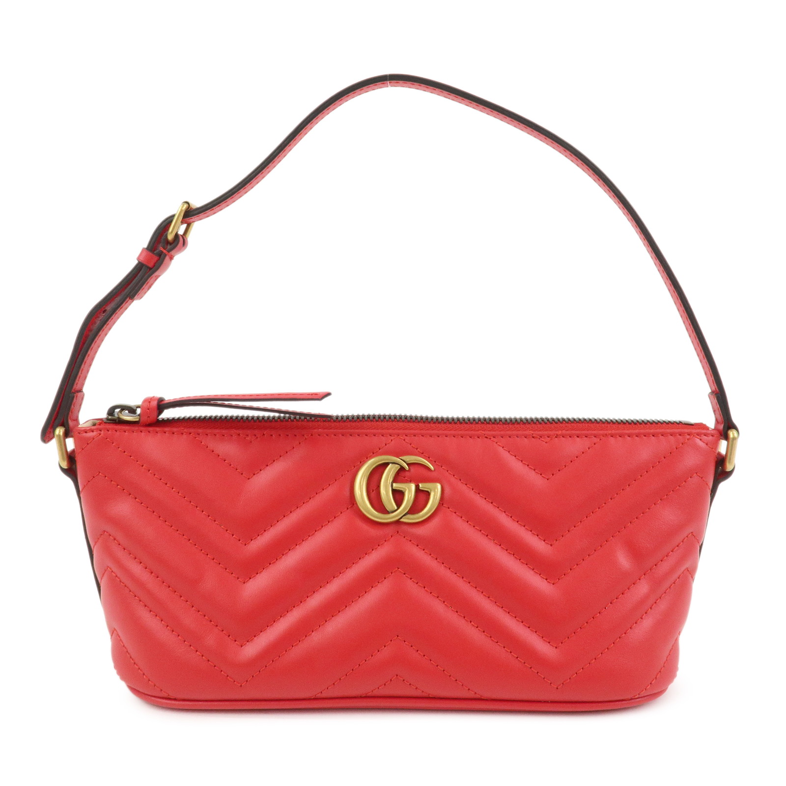 GUCCI グッチ GGマーモント ボートバッグ ショルダーバッグ レザー レッド 739166【中古】【美品】【送料無料】【返品可】