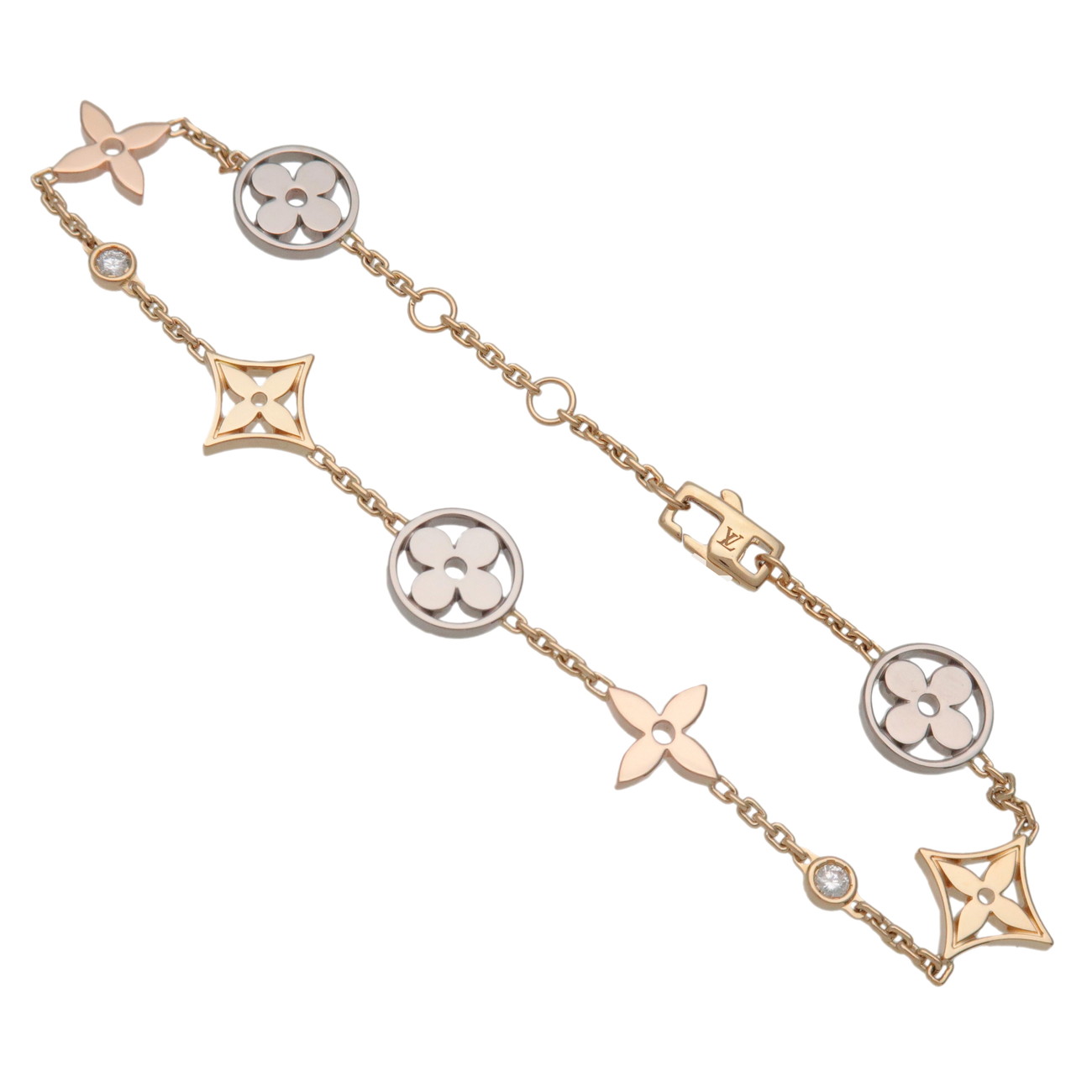 Louis Vuitton ルイヴィトン モノグラム イディール 2P 金剛石 腕輪 K18 750WG/PG /YG 金剛石 白いことゴールド さくら色ゴールド 黄色ゴールド Q95286【中古】【新品完成済み】【貨物輸送無料】【返品可】