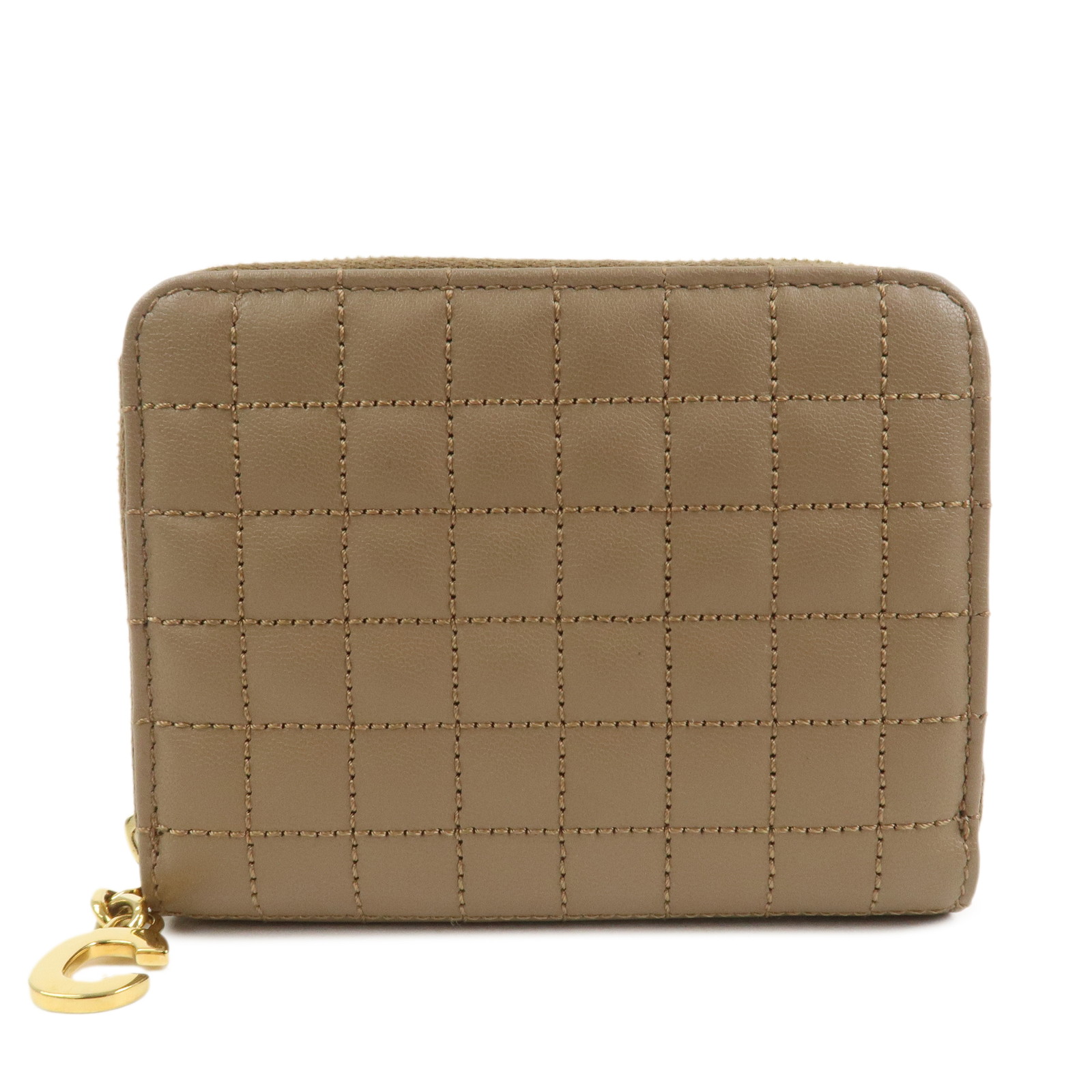 CELINE セリーヌ コンパクトウォレット 紙入れ コインケース なめし革 赤銅色【中古】【美品】【貨物輸送無料】【返品可】
