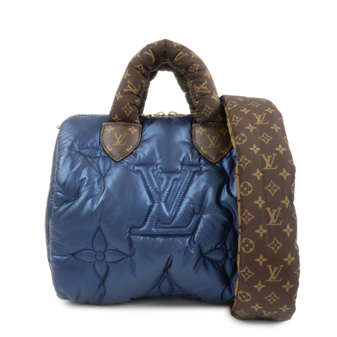 Louis Vuitton ルイヴィトン LVピロー スピーディ バンドリエール 25 ボストンバッグ ナイロン 帆布 メタリックブルー 赤銅色 M21061【中古】【美品】【貨物輸送無料】【返品可】