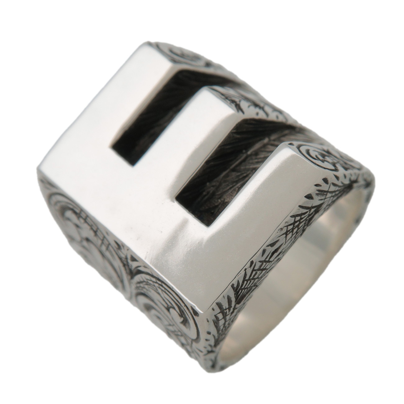 GUCCI アルファベットリング E アラベスクリング 指輪 #M(15号) SV925 シルバー【中古】【新品仕上げ済み】【送料無料】【返品可】