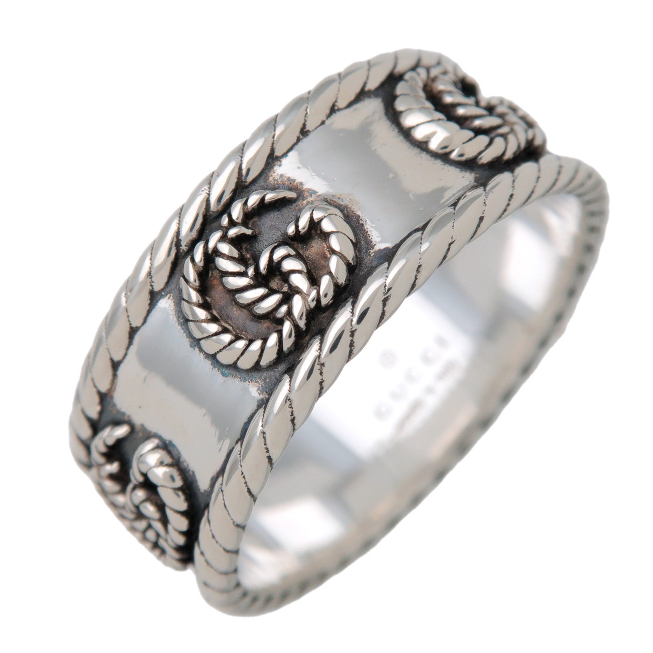 GUCCI グッチ インターロッキングG ダブルG ワイドリング 指輪 #23(21号) SV925 シルバー 627729【中古】【新品仕上げ済み】【送料無料】【返品可】