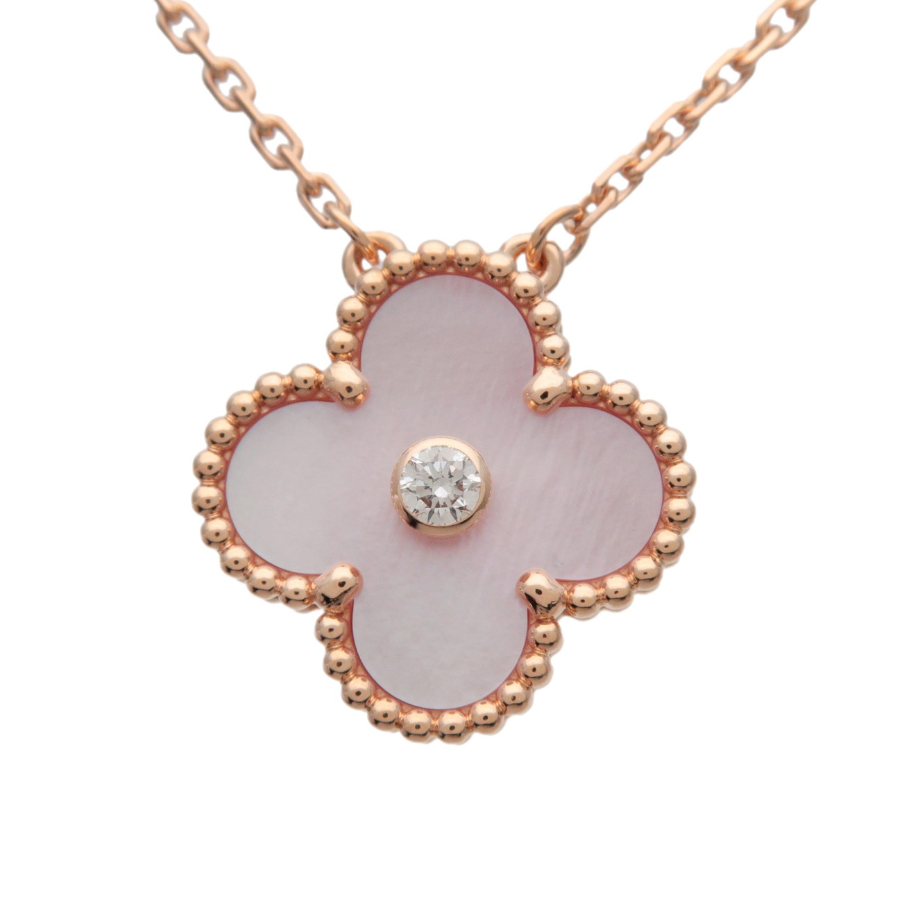 ヴァンクリーフ＆アーペル Van Cleef & Arpels ヴィンテージ アルハンブラ 1P ダイヤ パール ネックレス K18 750PG ダイヤモンド マザーオブパール ピンクゴールド 2025ホリデー限定 VCARPM0P00 【正規ブランド証明書（2025年）】｜ブランドショップ CLASS-A 479,200円