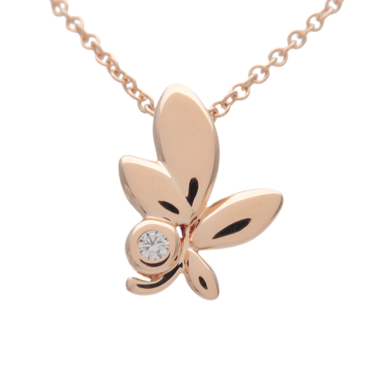Tiffany\u0026Co. ティファニー オリーブ 岩礁 1P 金剛石 シャンデリヤ 首飾り K18 750PG 金剛石 さくら色ゴールド【中古】【新品完成済み】【貨物輸送無料】【返品可】