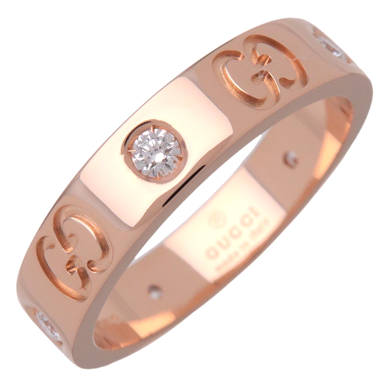 GUCCI グッチ アイコン 5P金剛石 輪っか 指環 #10(9.5号) K18 750PG 金剛石 サクラ色ゴールド【中古】【新品入眼済み】【貨物輸送無料】【返品可】