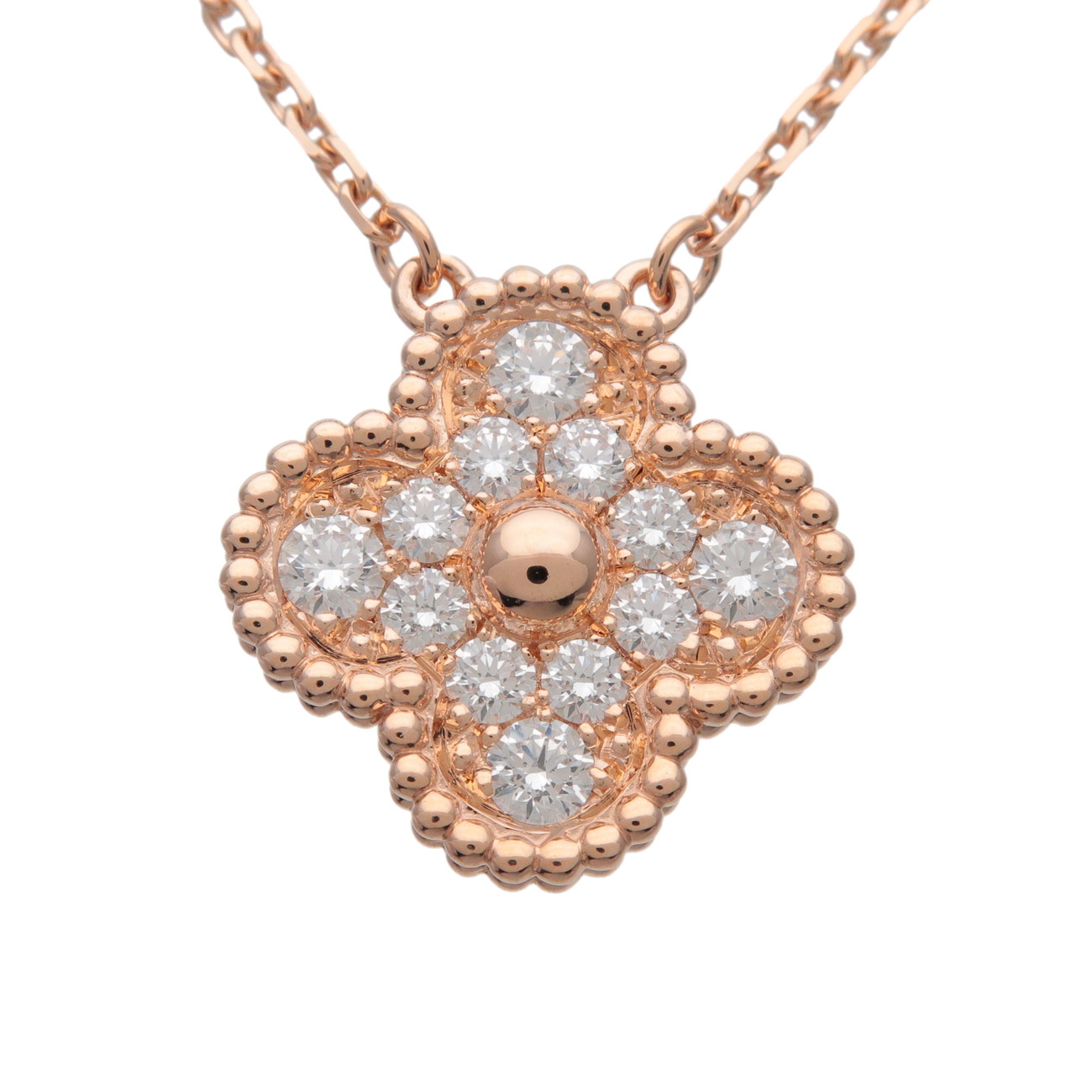 Van Cleef & Arpels ヴァン クリーフ＆アーペル ヴィンテージ アルハンブラ ダイヤ ネックレス K18 750PG ピンクゴールド ダイヤモンド VCARP2R300 【正規ブランド証明書(日本 2021年)】