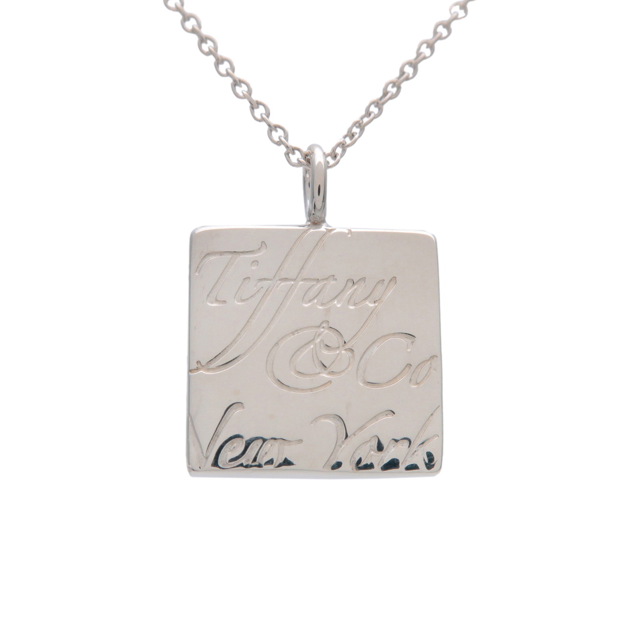 Tiffany\u0026Co. ティファニー ノーツ 真四角 首飾り SV925 しろがね色【中古】【新品完成済み】【貨物輸送無料】【返品可】