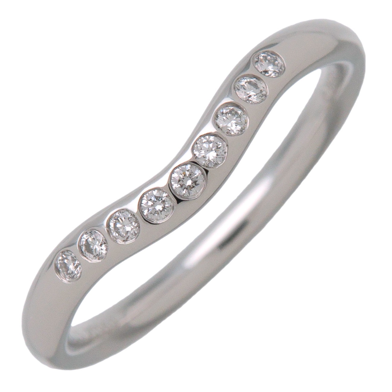 Tiffany&Co. ティファニー カーブドバンド 9Pダイヤ リング 指輪 10.5号 PT950ダイヤモンド プラチナ【中古】【新品仕上げ済み】【送料無料】【返品可】