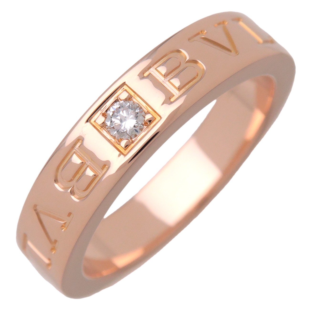 BVLGARI ブルガリブルガリ ダブルロゴタイプ 1P 金剛石 輪っか 指環 8.5号 750PG さくら色ゴールド AN854185【中古】【新品完成済み】【貨物輸送無料】【返品可】