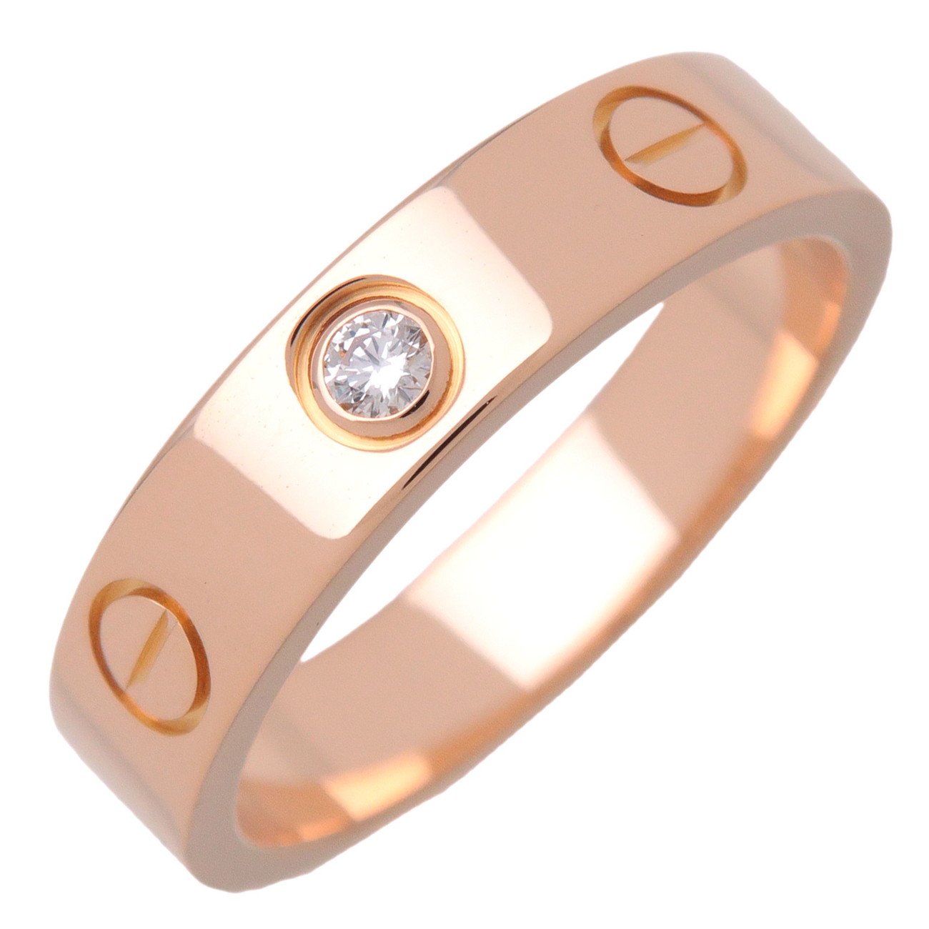 Cartier カルティエ ミニ優しいこと 1P金剛石輪っか 指環 #48(8号) K18 750YG サクラ色ゴールド 0.02コンピュータ断層撮影法 金剛石 【置き目ブランド名証拠立てる書(2006年)】【中古】【新品完成済み】【貨物輸送無料】【返品可】