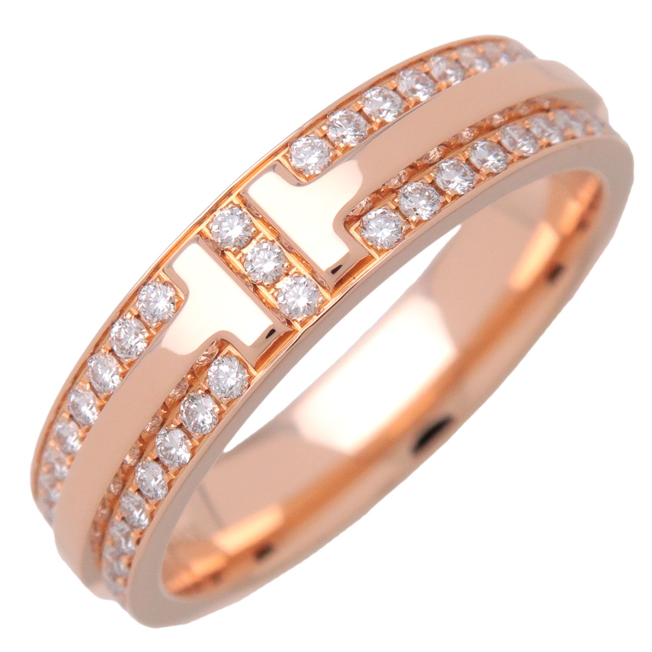 Tiffany&Co. Tナロー フル パヴェ ダイヤリング 指輪 11.5号 K18 750PG ダイヤモンド ピンクゴールド【中古】【新品仕上げ済み】【送料無料】【返品可】