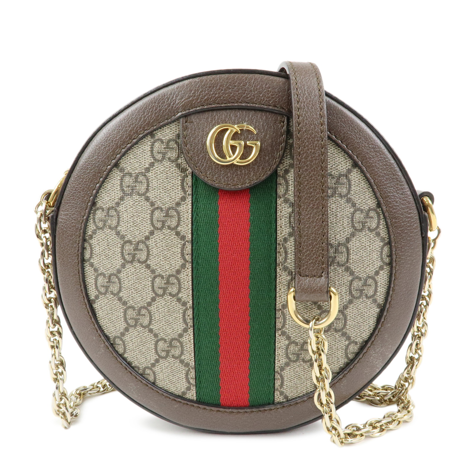 GUCCI グッチ オフィディア シェリー ラウンド ショルダーバッグ GGスプリーム レザー ベージュ ブラウン 550618【中古】【良品】【送料無料】【返品可】