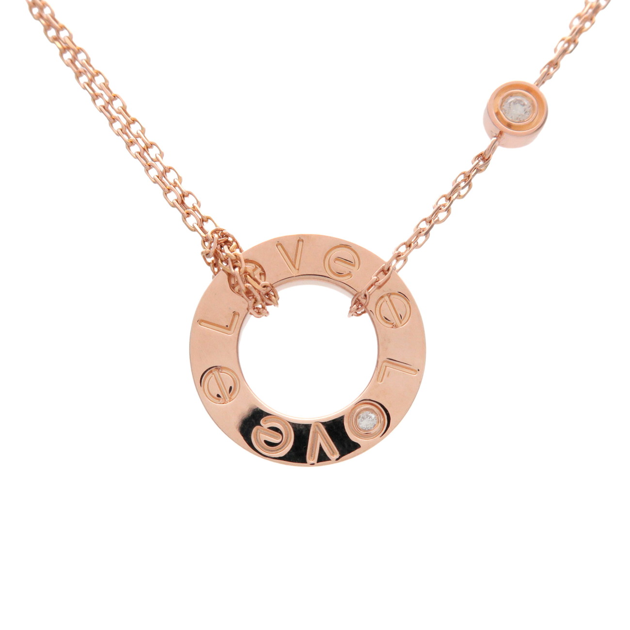Cartier カルティエ ラブサークル 2Pダイヤ ネックレス K18 750PG ピンクゴールド【中古】【新品仕上げ済み】【送料無料】【返品可】｜ブランドショップ CLASS-A 164,000円