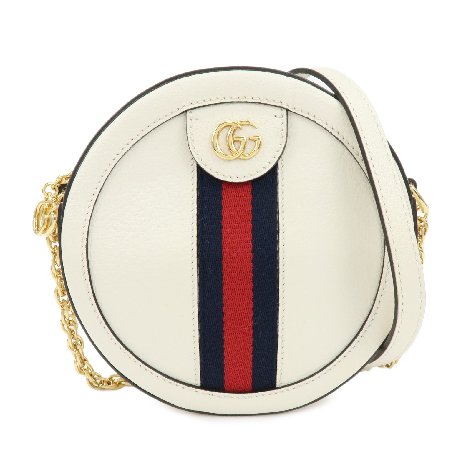 GUCCI グッチ オフィディア シェリー酒 ダブルG ラウンドミニチェーンショルダーバッグ なめし革 象牙色 550618【中古】【美品】【貨物輸送無料】【返品可】