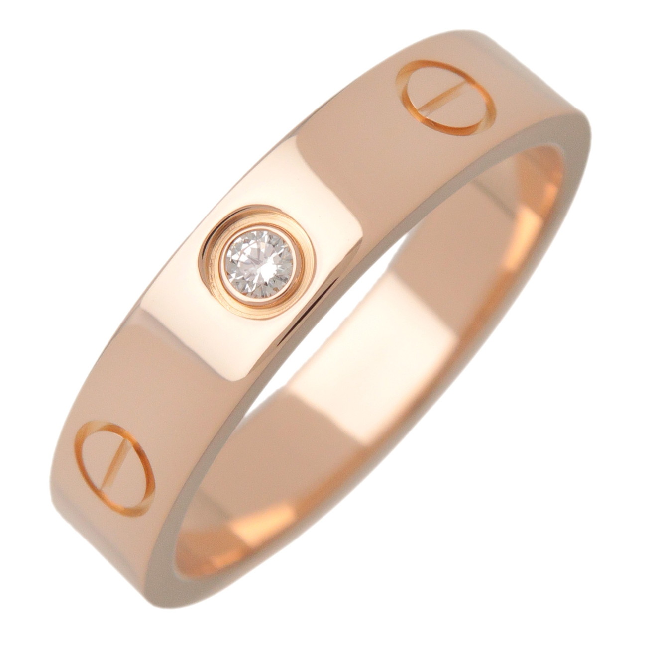 Cartier カルティエ ミニ優しいこと 1P金剛石輪っか 指環 #51(11号)  K18 750PG サクラ色ゴールド 【置き目ブランド名証拠立てる書（2012年）】【中古】【新品完成済み】【貨物輸送無料】【返品可】