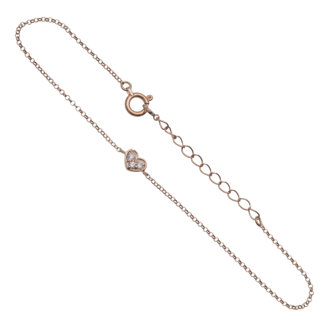 Ponte Vecchio ポンテヴェキオ ハートモチーフ 0.04ct 3Pダイヤ ブレスレット K18 750PG ピンクゴールド【中古】【新品仕上げ済み】【送料無料】【返品可】|ブランドショップ CLASS-A