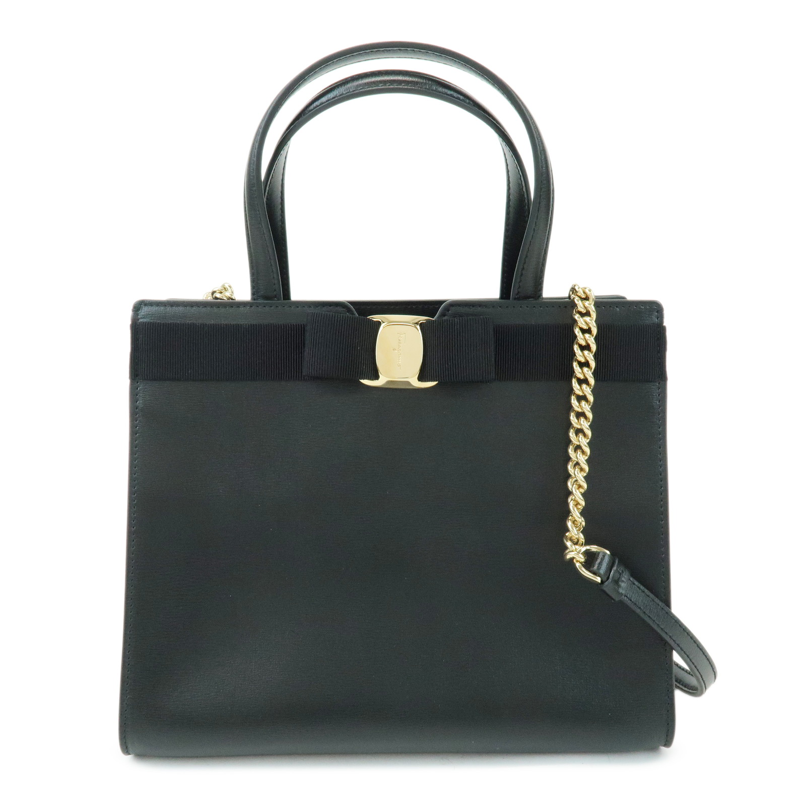 Ferragamo フェラガモ ヴァラリボン 2WAYバッグ ハンドバッグ ショルダーバッグ レザー ブラック AU-21 1290【中古】【美品】【送料無料】【返品可】｜ブランドショップ CLASS-A