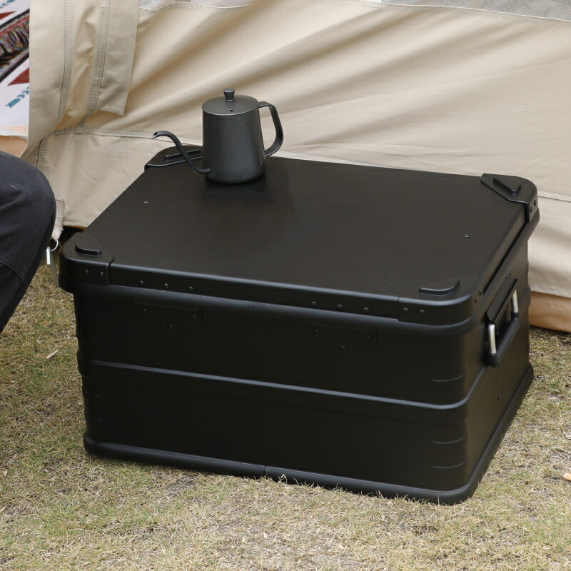 ★引っ敷き黒いこと★スタッキング 軽銀 入れものボックス席★５０Ｌ★アウトドア納めるボックス席★軽銀入れもの★難民キャンプ収納箱★トランクカーゴ ★アウトドコンテナ★ブラックボックス★アウトドア納めるボックス席★黒いこと入れもの★ ★