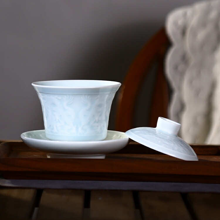 楽天市場】【逸品茶器】龍泉窯青磁 鯉蓋碗蓋碗 茶器 金魚 青磁 中国