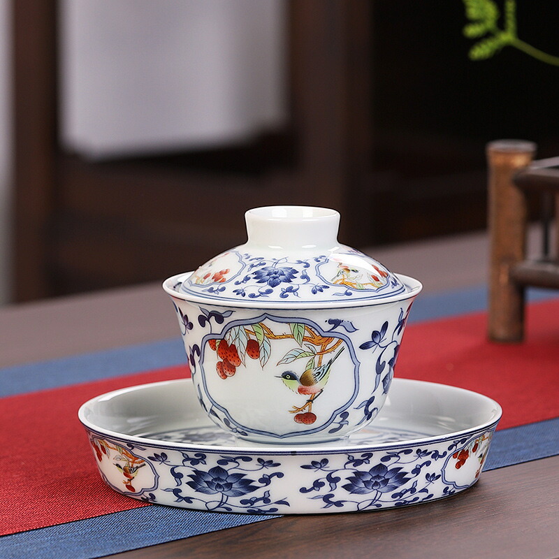 裏千家の茶器　陶器　ピンク　小鳥さん柄 裏千家の茶器陶器ピンク小鳥さん柄