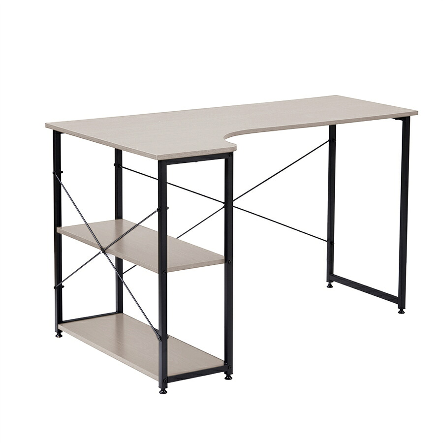 【感謝デー限定★15%OFF×P5倍】【新色】パソコンデスク L字 120cm 2段ラック付 デスク木製 ミシン台 書斎机 勉強机