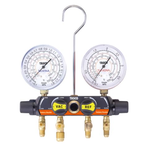【エントリーでP5倍】タスコ R448A R449A R404A用 4バルブゲージマニホールド TA124FZA
