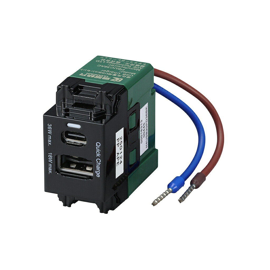 【エントリーでP5倍】YAZAWA 埋込USBコンセント ブラック H4USB20PD36BK