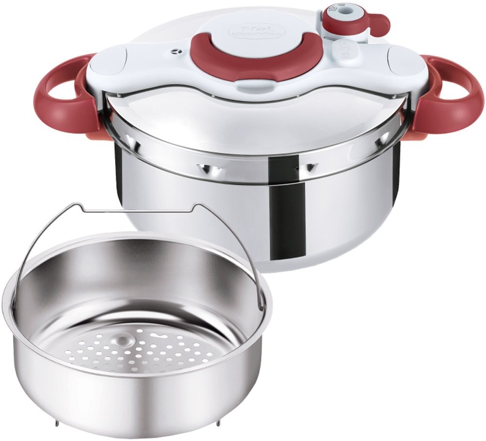 ティファール T-fal 圧力鍋 4.5L クリプソ ミニット イージー ルビーレッド P4620669 軽量 鍋 節約 チタンコーティング 片手開閉 IHガス火対応 最大1/3時短 ビタミンCキープ＋80％ 5重安全設計 食洗機対応一部 10年保証 タイマー不要 中かご付き