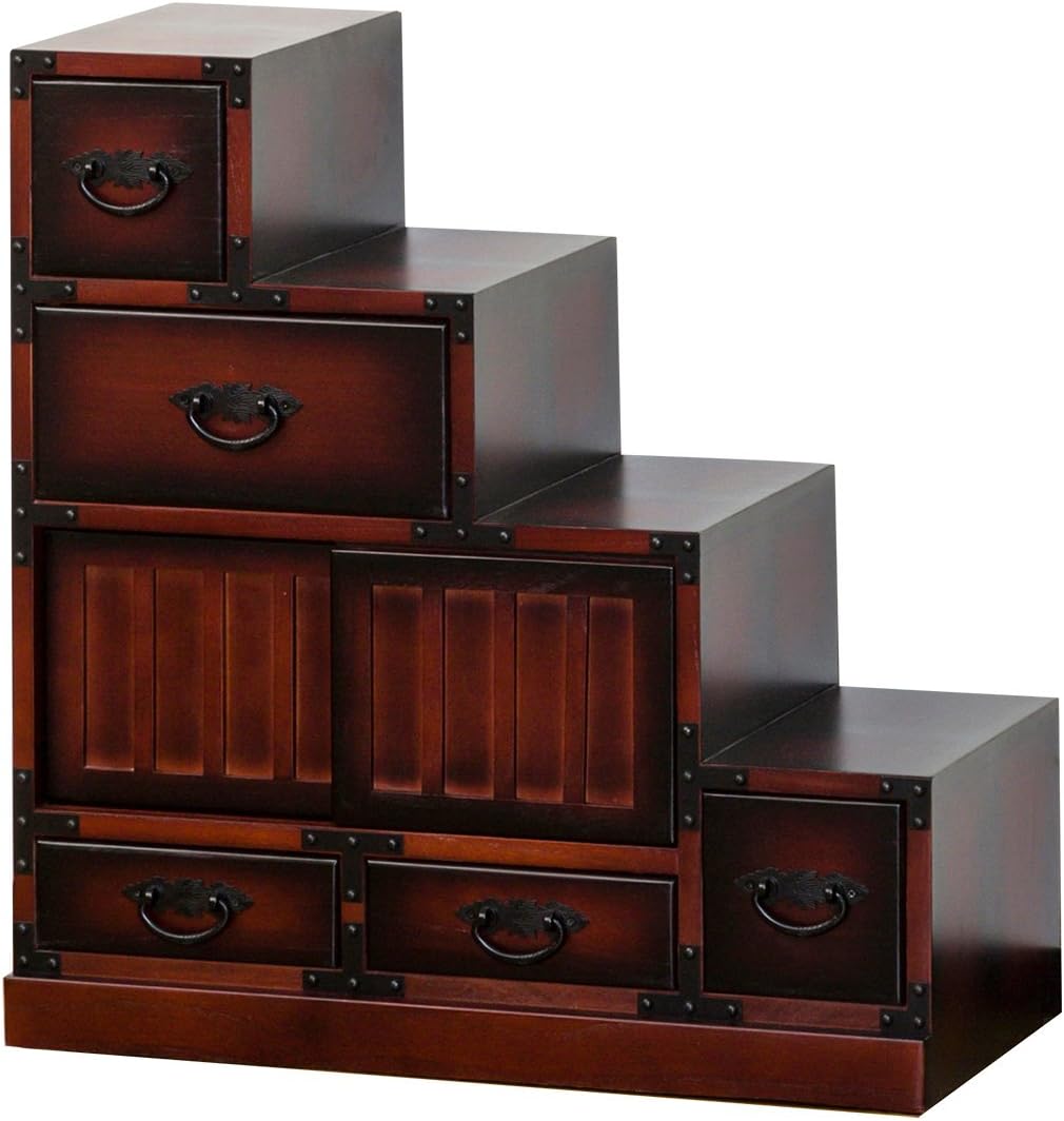 楽天市場】《クロシオ》民芸調 階段式タンス 幅67cm 右下がり 左下がり