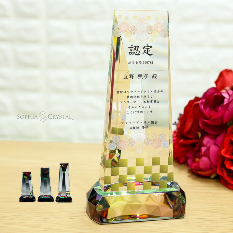 トロフィー クリスタルトロフィー CR-12 名入れ オリジナル 記念品 表彰状 退職記念 周年記念 創立記念 ゴルフコンペ ホールインワン スポーツ大会 イベント 優勝 トロフィ プレゼント ギフト|名入れギフト専門店SophiaCrystal